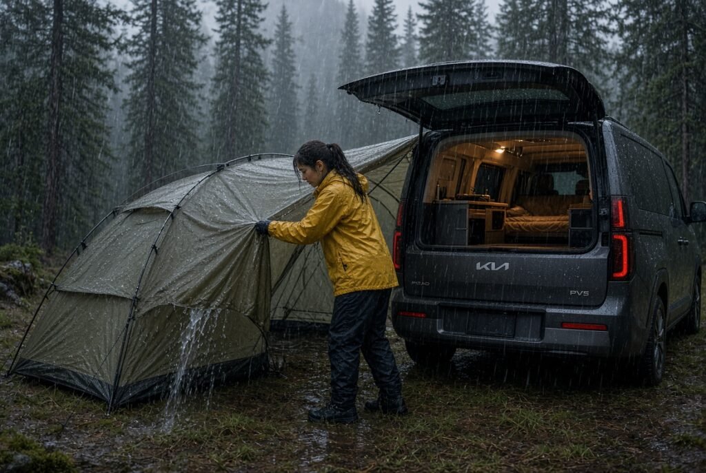 heavy rain camping