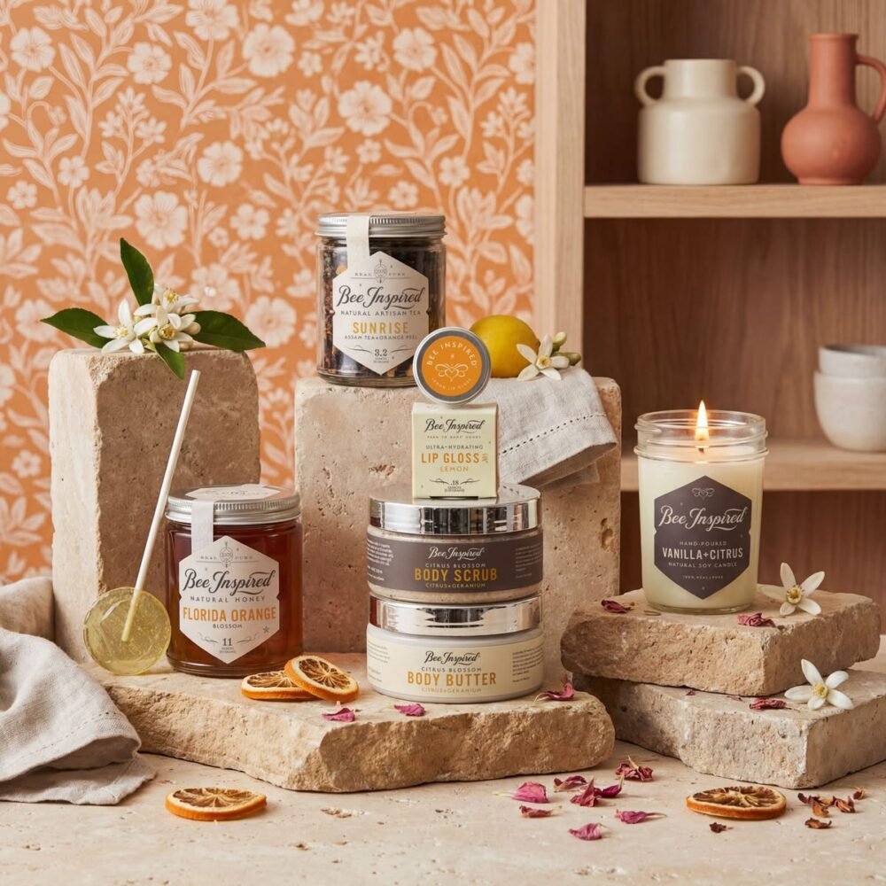 Best Mother’s Day Gifts 2026 - Rustic luxury gift basket with jars, candles and gourmet items.