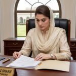 Chief Minister Punjab Maryam Nawaz Sharif working at her official desk in Lahore